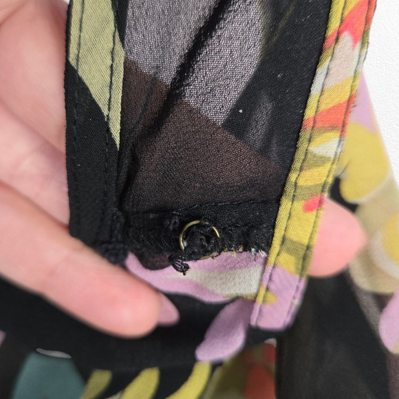 Maeve Anthropologie Black Floral V Neck Fit & Flare Semi Sheer Dress Size Small - Picture 7 of 9